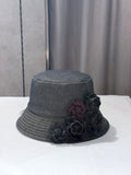 Flowers denim hat